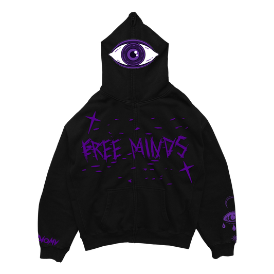 Free Minds Full Zip Up Black and Purple